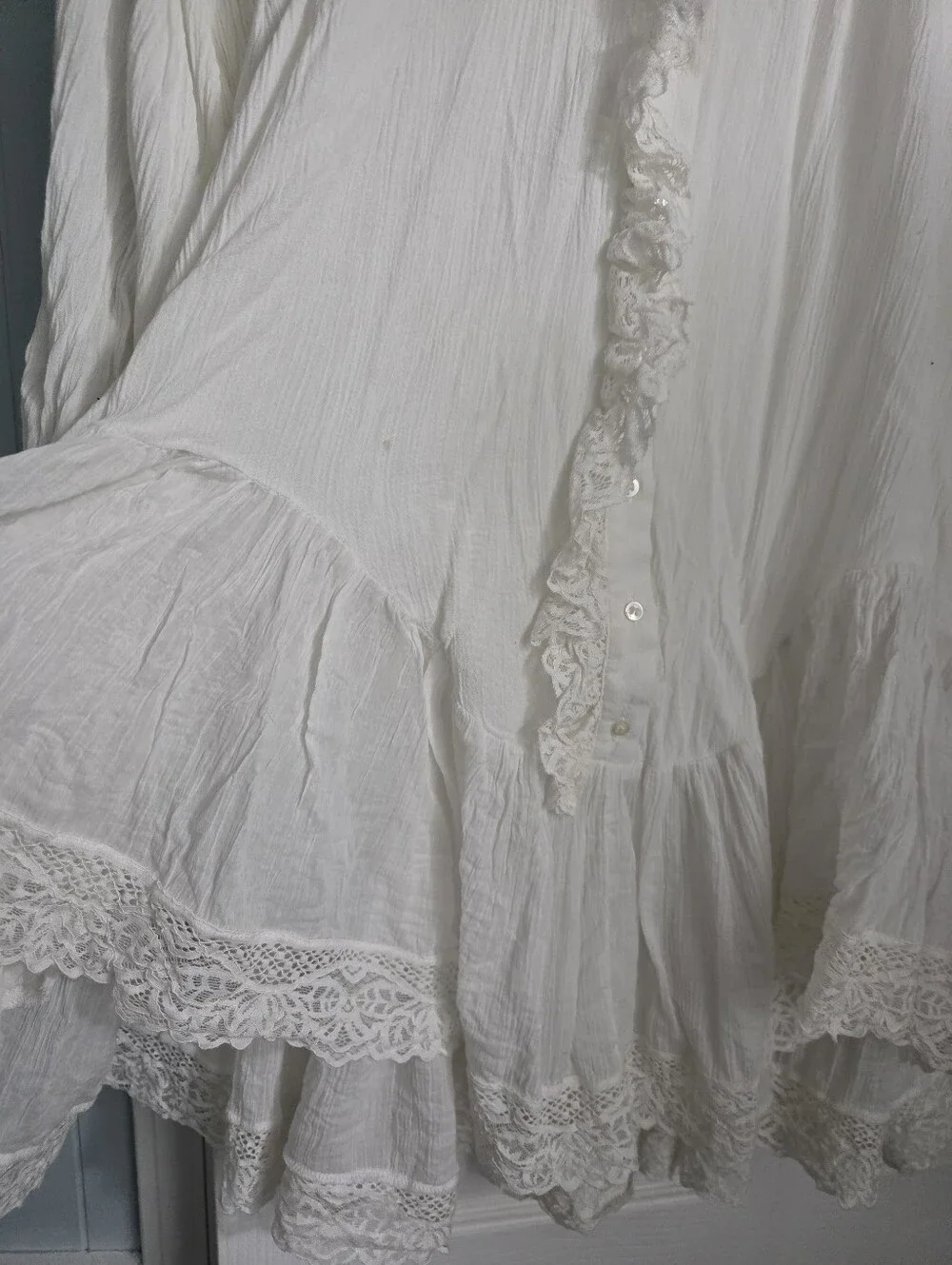 FREE PEOPLE JEANNETTE Ivory Edwardian Regency Lace Tunic Dress Darcy Boho